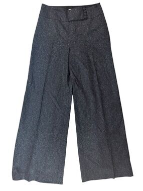 Trina Turk Wool Silk Blend Sailor Wide Leg Trouser Pants Speckled Gray Size 6
